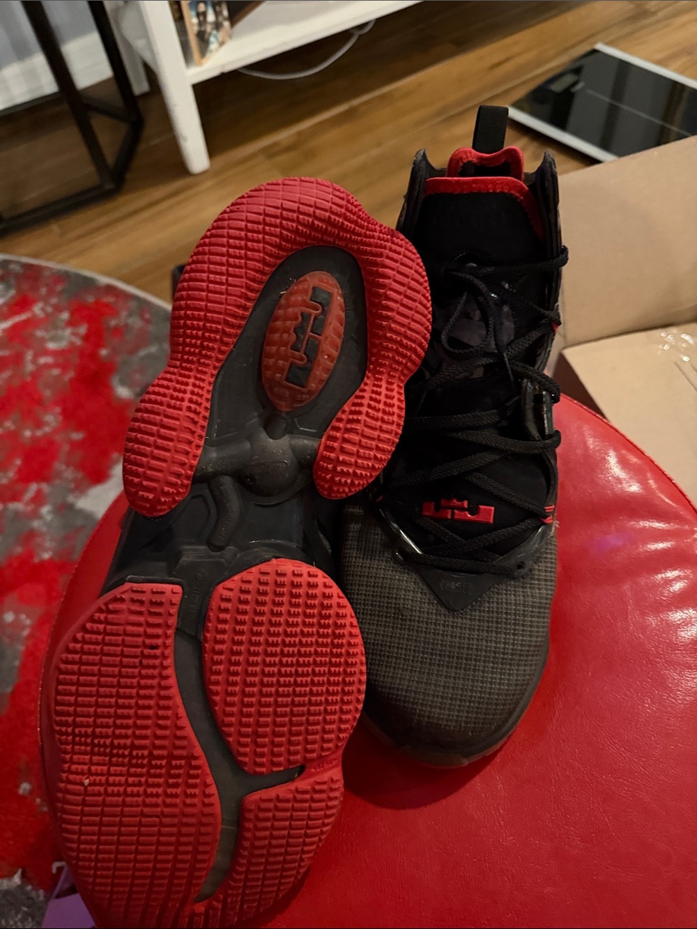 Nike LeBron 12 Bred Black Red Basketball Shoes